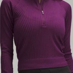 Lululemon Purple Cropped,  Ribbed Zip-Up Sweater